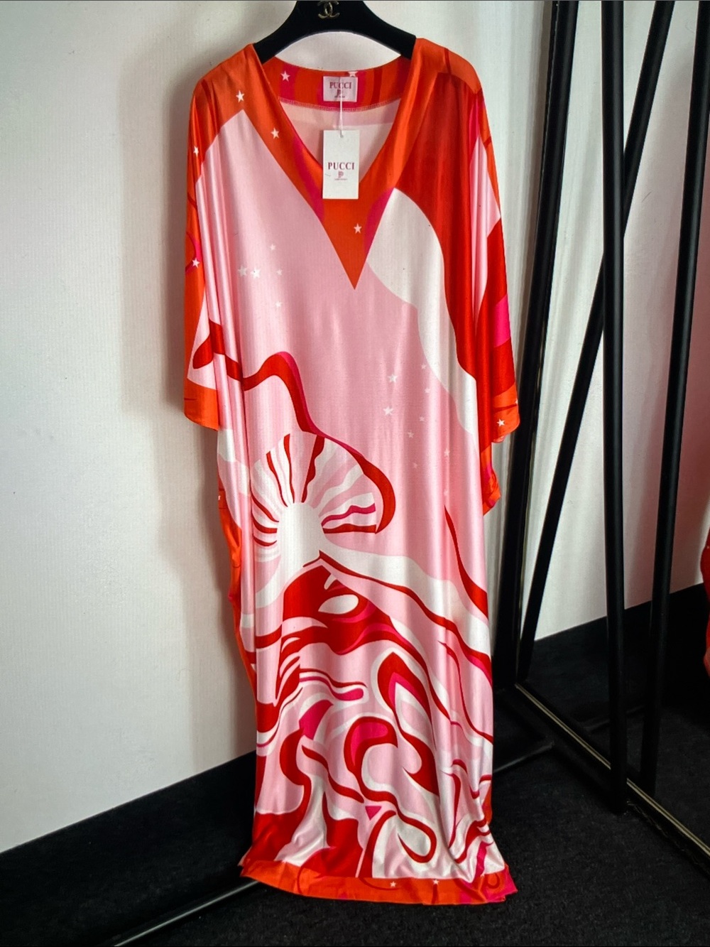 Emilio Pucci Pink, Red & Orange Fluid Maxi Kaftan